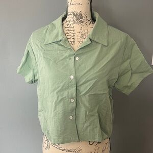 XS Cider Green Button-Up Collared Shirt NWOT